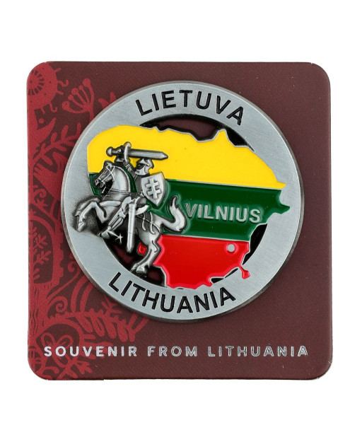 Apvalus magnetas Lietuvos kontūras ir Vytis